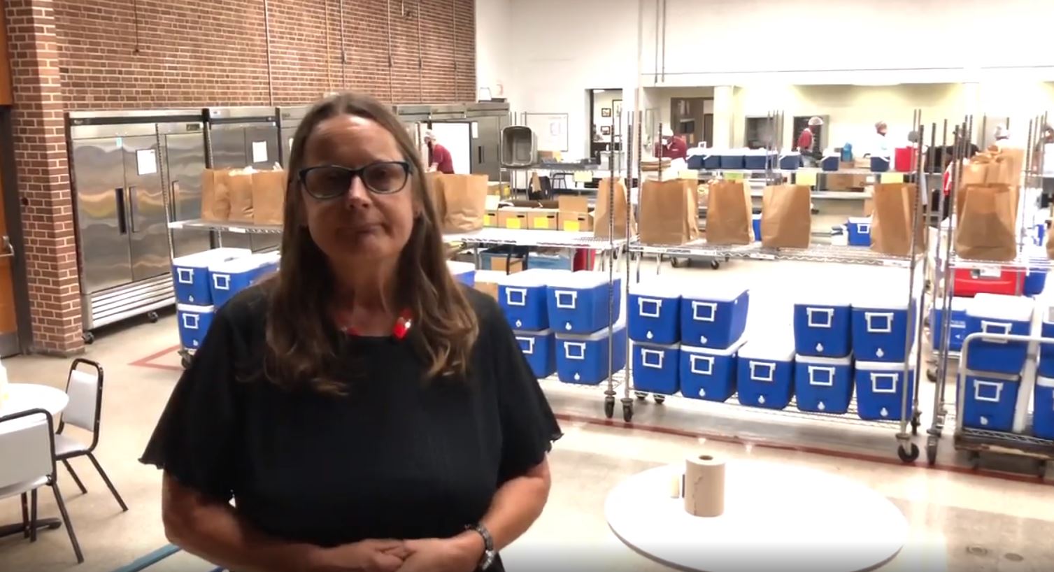 Woman standing with coolers