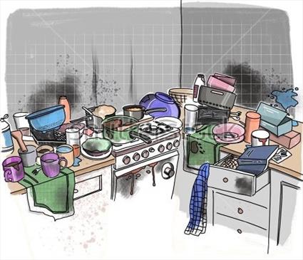 Illustration of dirty kitchen